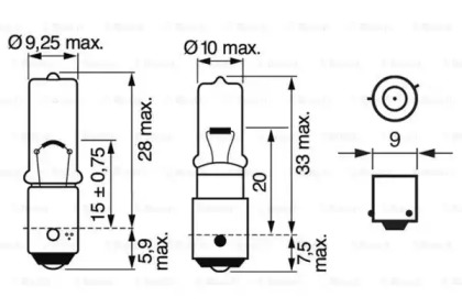 Автолампа H6W 12V 6W BAX9s Pure Light Bosch 1 987 302 232