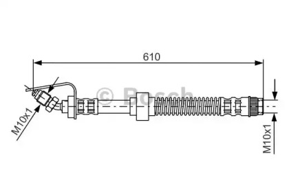 Шланг гальмівний (передній) Renault Master/Opel Movano 98- (нижній) (L=573mm) Bosch 1 987 476 907