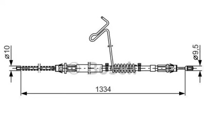 Трос ручника (задній) (R) Ford Transit 00-06 (1334/1038mm) (спарка) Bosch 1 987 477 177