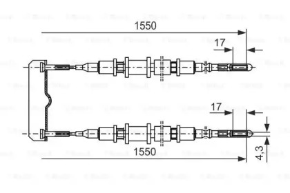 Трос ручника Opel Omega A/B 86-03 (1550/1550mm) Bosch 1 987 477 250