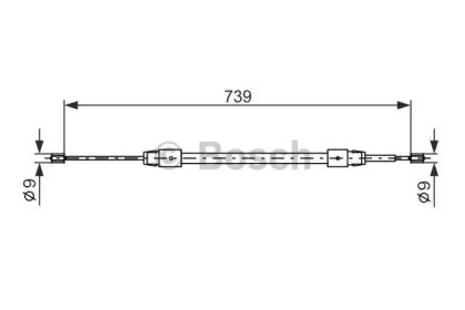 Трос ручника (задній) (R) MB A-class (W168) 97-04 (739mm) Bosch 1 987 477 691