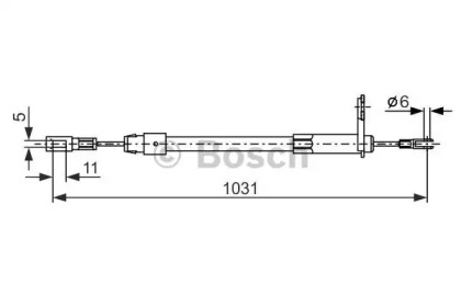 Трос ручника (задній) (R) MB E-class (W210) 95-03 (1031/807mm) Bosch 1 987 477 850