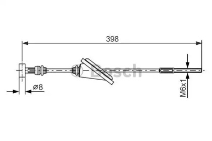 Трос ручника (центральний) Toyota Avensis/Corolla 01-08 (398mm) Bosch 1 987 477 985