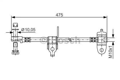 Шланг гальмівний (передній) Ford Transit 00-06 (L) (L=463mm) Bosch 1 987 481 045