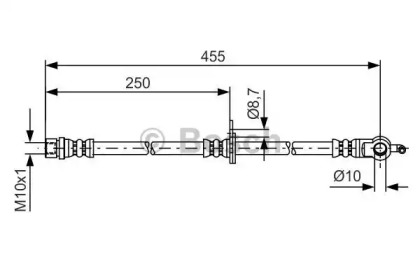 Шланг гальмівний (передній) Lexus RX/Toyota Avensis 99-08 (R) (L=500mm) Bosch 1 987 481 389