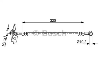 Шланг гальмівний (передній) Hyundai Santa Fe /Kia Sorento II 05-18 (L) (320mm) Bosch 1 987 481 864