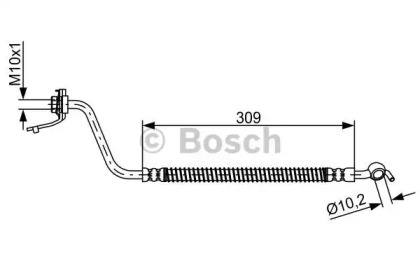 Шланг гальмівний (задній) Hyundai Santa Fe 05-13 (L) (L=309mm) Bosch 1 987 481 877