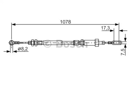 Трос ручника (центральний) Fiat Ducato 94-02 (1078/762mm) Bosch 1 987 482 002