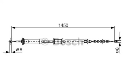 Трос ручника (задній) (R) Fiat Panda/500 03- (1450/1202mm) Bosch 1 987 482 199