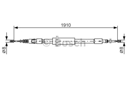 Трос ручника (задній) Citroen C3 09- (1910/1110mm) Bosch 1 987 482 318