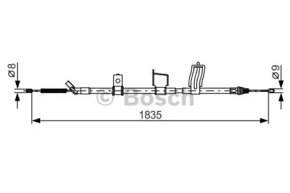 Трос ручника (задній) (R) Nissan Qashqai1.5/1.6/2.0 dCi 07-14 (1835mm) Bosch 1 987 482 341