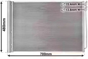 Радіатор кондиціонера BMW 5 (F10/F11)/6 (F12/F13) 08-18 B47/N20/N47/N53/N54/N55/N57/N63 VAN WEZEL 06005370