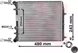 Радіатор охолодження Skoda Fabia 1.0-1.9 00-14/VW Polo 1.4 01-18 VAN WEZEL 76002005
