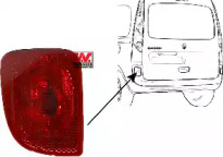 Ліхтар задній протитуманний Renault Kangoo 08- (L) VAN WEZEL 4312939