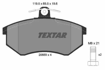 Комплект гальмівних колодок з 4 шт. дисків TEXTAR 2066921