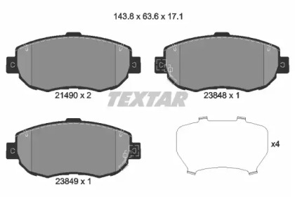 Комплект гальмівних колодок с 4 шт. дисків TEXTAR 2149001