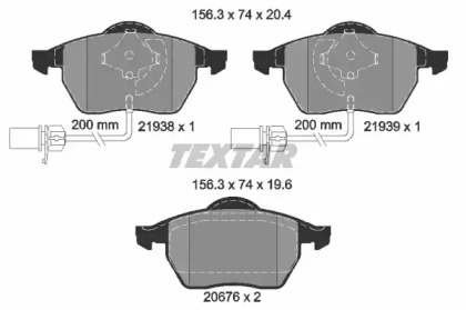 Комплект гальмівних колодок с 4 шт. дисків TEXTAR 2193801