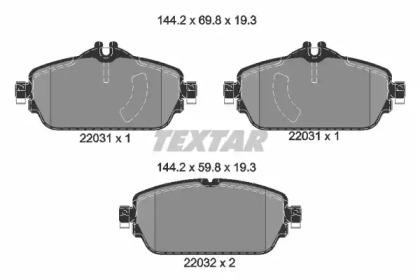 Колодки гальмівні (передні) MB C-class (W205/S205/C205) 14- (TRW) Q+ TEXTAR 2203101