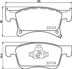 Колодки гальмівні (передні) Opel Corsa E 14-/Chevrolet Orlando 18- (Teves) Q+ TEXTAR 2212301