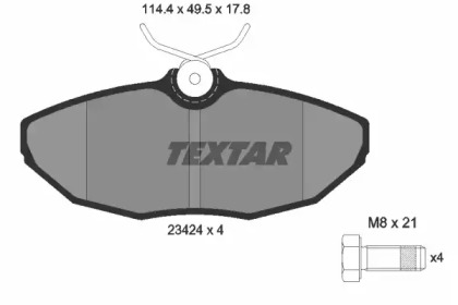 Комплект гальмівних колодок з 4 шт. дисків TEXTAR 2342401