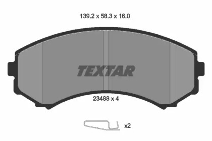 Комплект гальмівних колодок с 4 шт. дисків TEXTAR 2348801