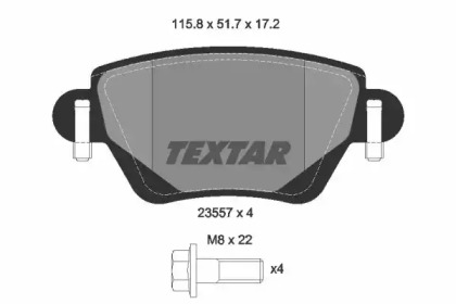 Комплект гальмівних колодок з 4 шт. дисків TEXTAR 2355701