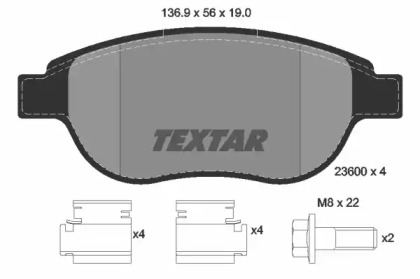Комплект гальмівних колодок с 4 шт. дисків TEXTAR 2360001