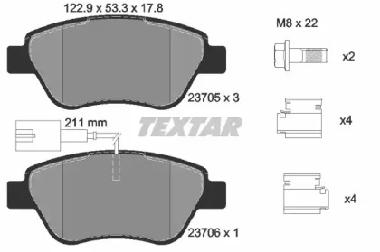 Комплект гальмівних колодок з 4 шт. дисків TEXTAR 2370502