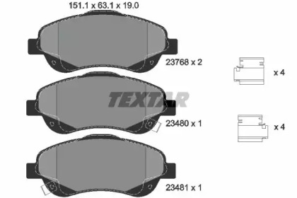 Комплект гальмівних колодок с 4 шт. дисків TEXTAR 2376802