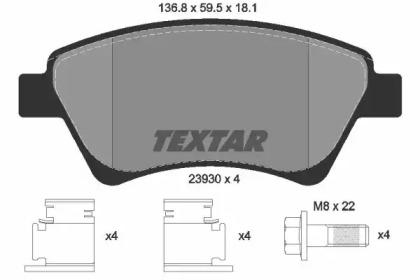 Комплект гальмівних колодок с 4 шт. дисків TEXTAR 2393001