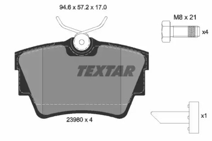 Комплект гальмівних колодок с 4 шт. дисків TEXTAR 2398001