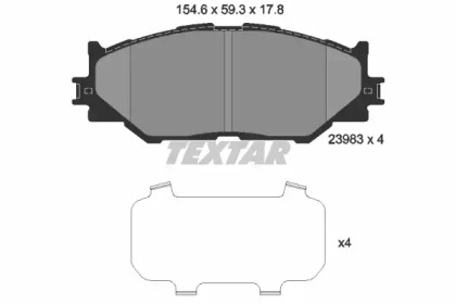 Комплект гальмівних колодок с 4 шт. дисків TEXTAR 2398301