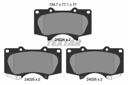 Колодки гальмівні (передні) Toyota Land Cruiser/Lexus GX 09- (Sumitomo) TEXTAR 2402403