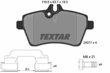 Комплект гальмівних колодок с 4 шт. дисків TEXTAR 2407702