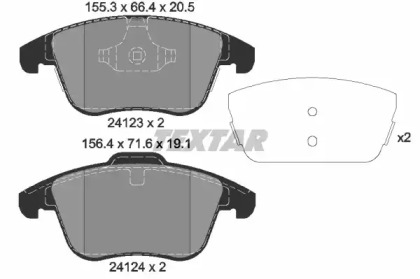 Колодки гальмівні (передні) Land Rover Range Rover Evoque 11- (Teves) Q+ TEXTAR 2412305