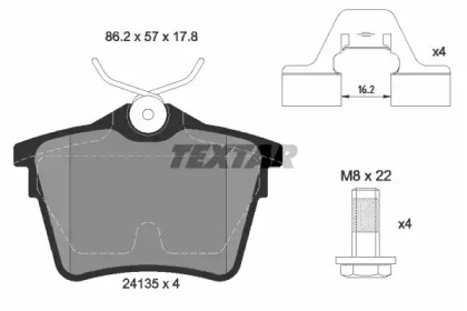 Комплект гальмівних колодок с 4 шт. дисків TEXTAR 2413501