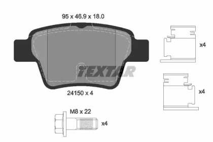 Комплект гальмівних колодок с 4 шт. дисків TEXTAR 2415001