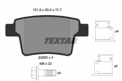 Комплект гальмівних колодок з 4 шт. дисків TEXTAR 2426001