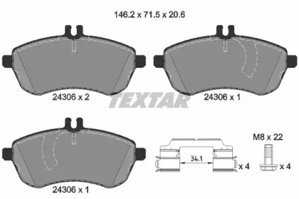 Комплект гальмівних колодок с 4 шт. дисків TEXTAR 2430603