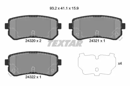 Комплект гальмівних колодок с 4 шт. дисків TEXTAR 2432001