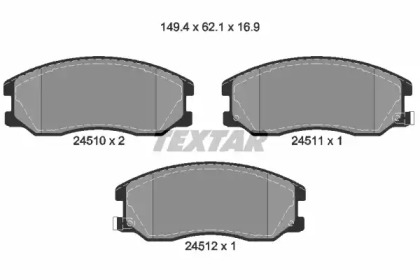 Комплект гальмівних колодок з 4 шт. дисків TEXTAR 2451001