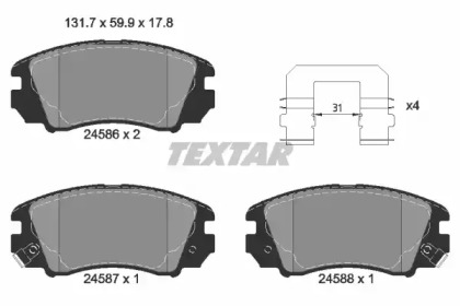 Комплект гальмівних колодок с 4 шт. дисків TEXTAR 2458601
