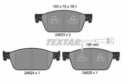 Колодки гальмівні (передні) VW T5 03-/T6 15- (Ate - Teves) Q+/(з датчиком) TEXTAR 2462301