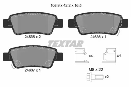Комплект гальмівних колодок с 4 шт. дисків TEXTAR 2463501