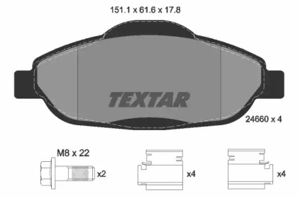 Комплект гальмівних колодок з 4 шт. дисків TEXTAR 2466001