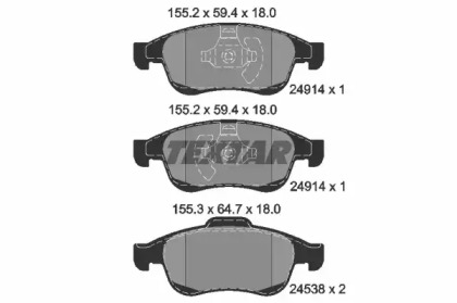 Комплект гальмівних колодок з 4 шт. дисків TEXTAR 2491401