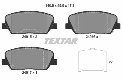 Комплект гальмівних колодок з 4 шт. дисків TEXTAR 2491501