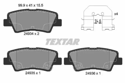 Комплект гальмівних колодок з 4 шт. дисків TEXTAR 2493401