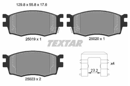 Комплект гальмівних колодок з 4 шт. дисків TEXTAR 2501901