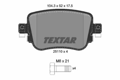 Комплект гальмівних колодок з 4 шт. дисків TEXTAR 2511001